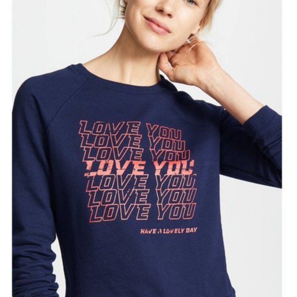 Rebecca Minkoff Jennings Love You Graphic Sweatshirt Navy Red Size S